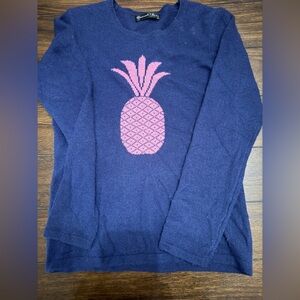 Hannah Rose Navy and Pink Pineapple Sweater - 100% Cashmere